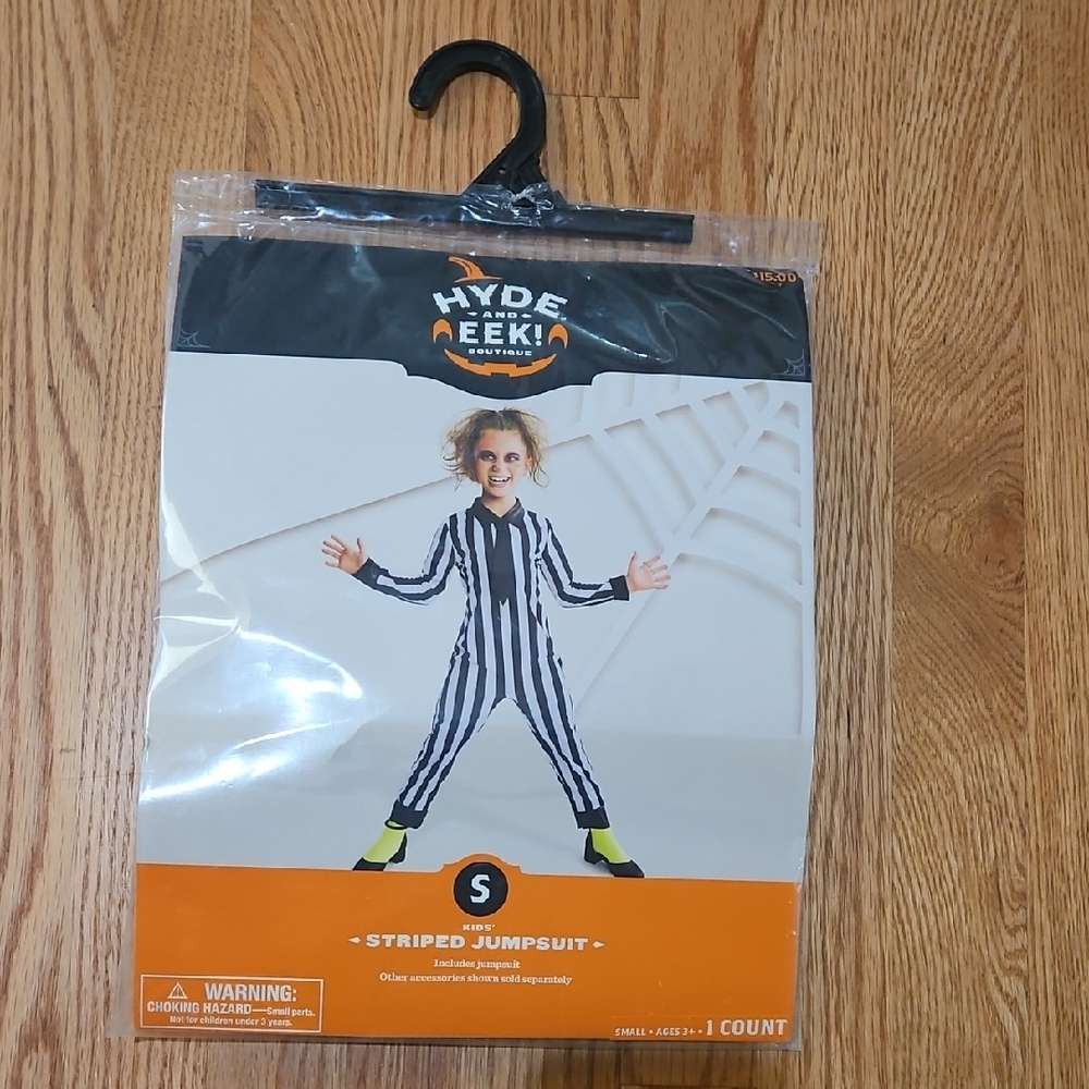 NWT Target  HYDE AND EEK Kids Striped Jumpsuit Costume - Black and White S (6-7)